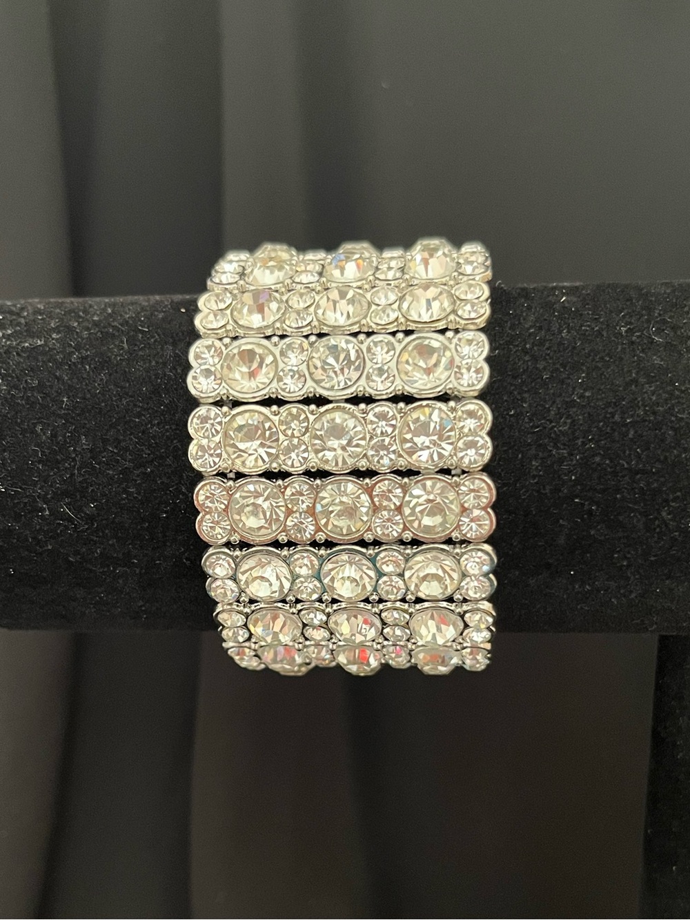 Crystal Stretch Bracelet - Clear Rhinestone Statement Jewelry